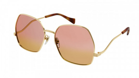 Gucci GG0972S Sunglasses, 003 - GOLD with PINK lenses