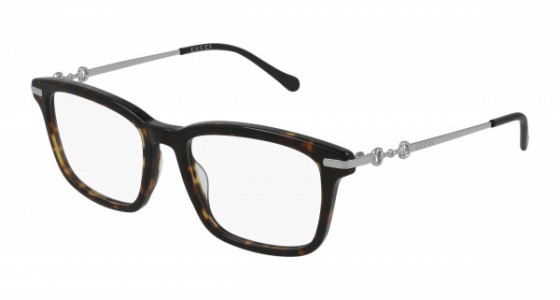 Gucci GG0920O Eyeglasses, 002 - HAVANA with SILVER temples and TRANSPARENT lenses