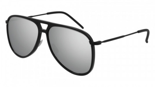 Saint Laurent CLASSIC 11 RIM Sunglasses, 002 - BLACK with SILVER lenses