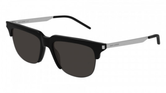 Saint Laurent SL 420 Sunglasses, 002 - BLACK with SILVER temples and BLACK lenses