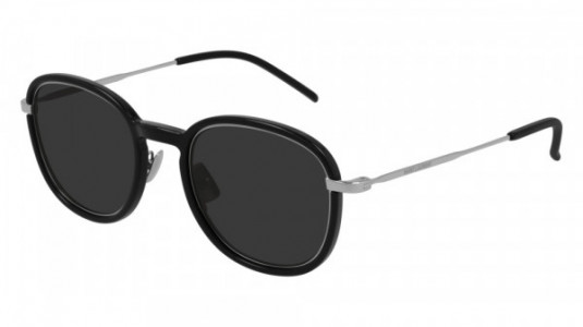 Saint Laurent SL 436 Sunglasses, 001 - BLACK with SILVER temples and BLACK lenses