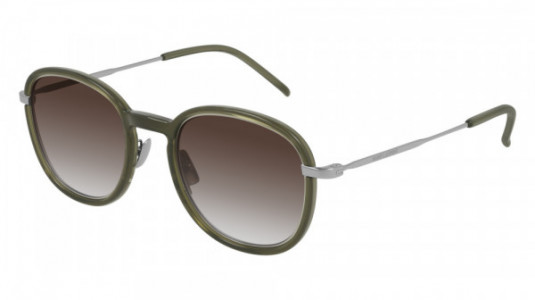 Saint Laurent SL 436 Sunglasses, 004 - GREEN with SILVER temples and BROWN lenses