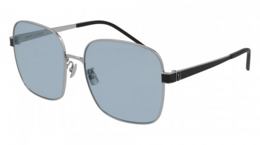 Saint Laurent SL M75 Sunglasses, 008 - SILVER with LIGHT BLUE lenses