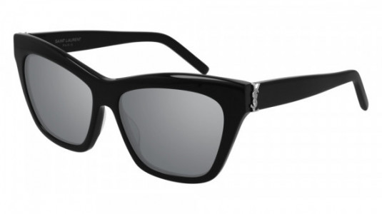 Saint Laurent SL M79 Sunglasses, 001 - BLACK with SILVER lenses