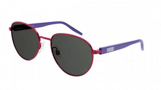 Puma PJ0041S Sunglasses, 005 - BURGUNDY with VIOLET temples and GREY polarized lenses