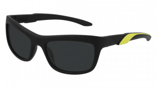 Puma PU0323S Sunglasses, 004 - BLACK with SMOKE polarized lenses