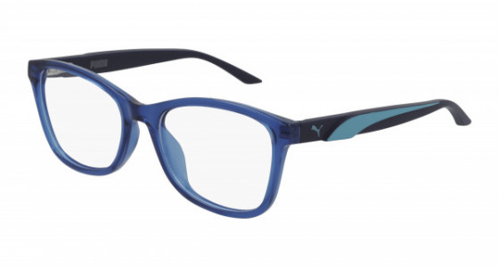 Puma PJ0054O Eyeglasses, 002 - BLUE with TRANSPARENT lenses