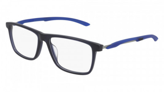 Puma PU0337O Eyeglasses, 002 - BLUE with GUNMETAL temples and TRANSPARENT lenses