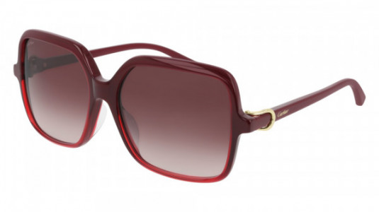 Cartier CT0219SA Sunglasses, 003 - BURGUNDY with RED lenses
