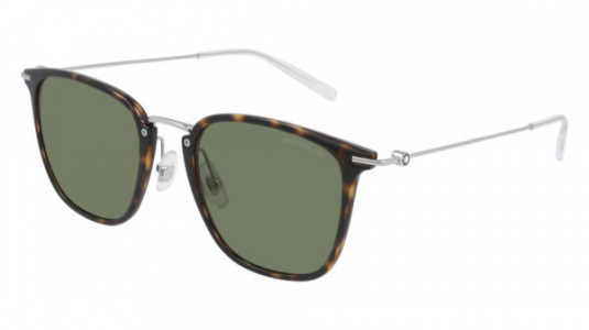 Montblanc MB0157SA Sunglasses, 002 - HAVANA with SILVER temples and GREY lenses