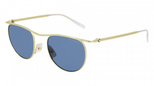 Montblanc MB0168S Sunglasses, 002 - GOLD with BLUE lenses