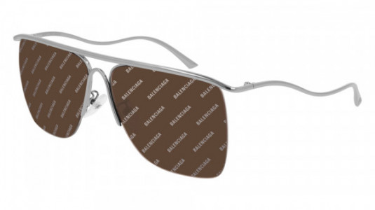 Balenciaga BB0092S Sunglasses, 002 - RUTHENIUM with BROWN lenses