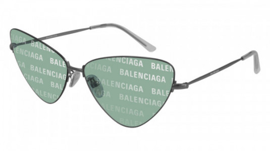 Balenciaga BB0148S Sunglasses, 002 - GREY with GREEN lenses