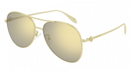 Alexander McQueen AM0274S Sunglasses, 003 - GOLD with BRONZE lenses