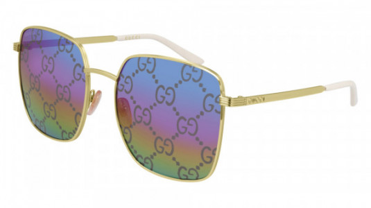 Gucci GG0802S Sunglasses, 004 - GOLD with MULTICOLOR lenses