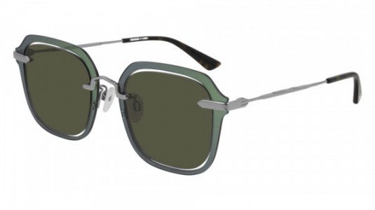 McQ MQ0283S Sunglasses, 003 - RUTHENIUM with GREEN lenses