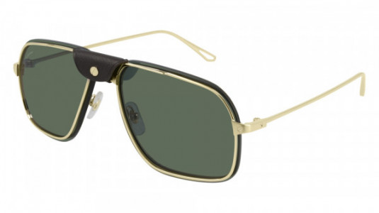 Cartier CT0243S Sunglasses, 002 - GOLD with GREEN polarized lenses
