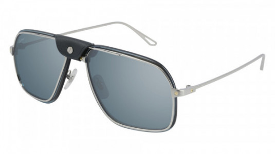Cartier CT0243S Sunglasses, 003 - SILVER with BLUE polarized lenses