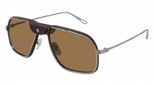 Cartier CT0243S Sunglasses, 004 - RUTHENIUM with BROWN polarized lenses