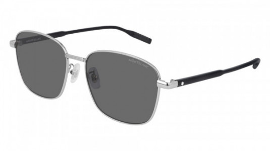 Montblanc MB0137SK Sunglasses, 002 - SILVER with BLACK temples and GREY lenses