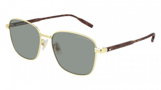 Montblanc MB0137SK Sunglasses, 003 - GOLD with HAVANA temples and GREEN lenses