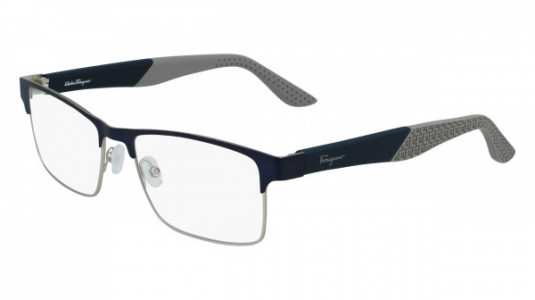 Ferragamo SF2216 Eyeglasses, (422) MATTE BLUE/SILVER