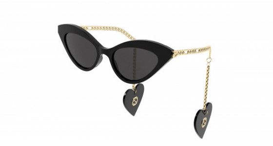 Gucci GG0978S Sunglasses, 001 - BLACK with GOLD temples and GREY lenses