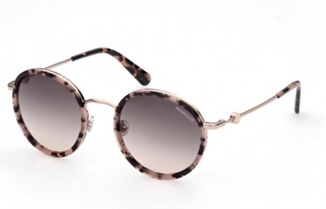 Moncler ML0195 Sunglasses, 55B - Blush Havana Front, Rose Bronze Temples / Grey & Peach Grad. Lenses