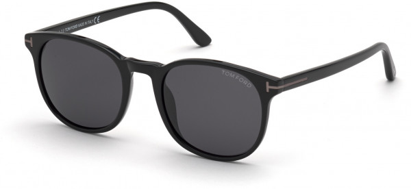 Tom Ford FT0858-F-N Ansel Sunglasses, 01A - Shiny Black / Smoke Lenses