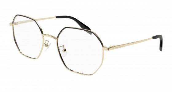 Alexander McQueen AM0338O Eyeglasses, 001 - GOLD with TRANSPARENT lenses