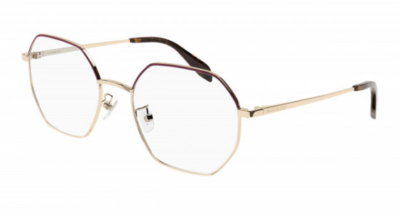 Alexander McQueen AM0338O Eyeglasses, 003 - GOLD with TRANSPARENT lenses