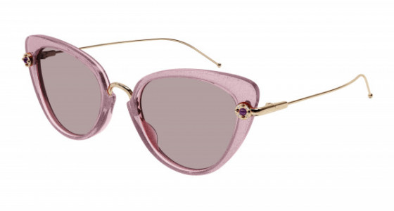 Pomellato PM0097S Sunglasses, 003 - PINK with GOLD temples and VIOLET lenses