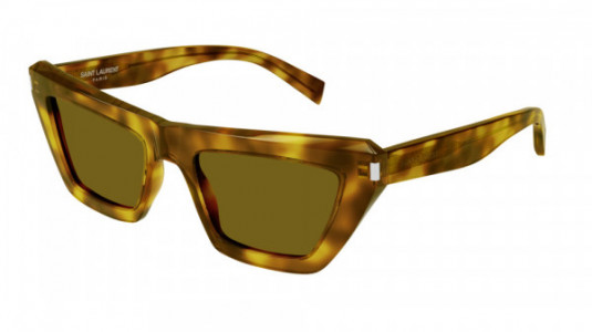 Saint Laurent SL 467 Sunglasses, 005 - HAVANA with YELLOW lenses