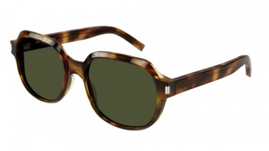 Saint Laurent SL 496 Sunglasses, 002 - HAVANA with GREEN lenses