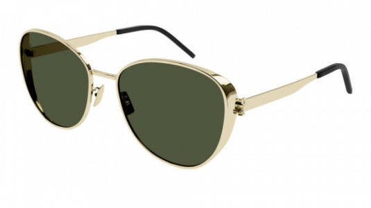 Saint Laurent SL M91 Sunglasses, 003 - GOLD with GREEN lenses