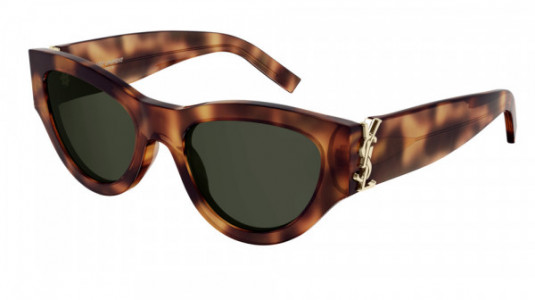 Saint Laurent SL M94 Sunglasses, 003 - HAVANA with GREEN lenses