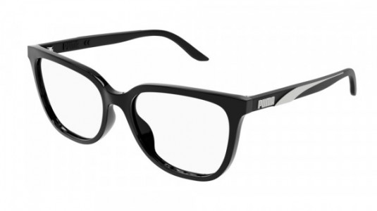 Puma PU0349O Eyeglasses, 001 - BLACK with TRANSPARENT lenses