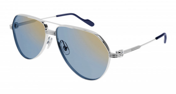 Cartier CT0303S Sunglasses, 003 - SILVER with BLUE lenses