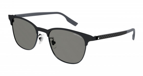 Montblanc MB0183S Sunglasses, 002 - BLACK with GREY temples and GREY lenses