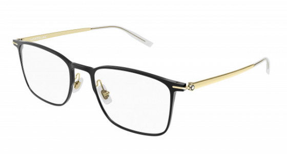 Montblanc MB0193O Eyeglasses, 002 - BLACK with GOLD temples and TRANSPARENT lenses