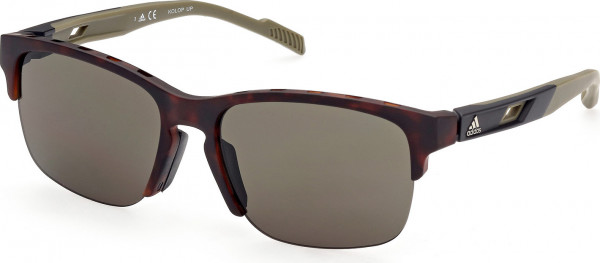 adidas SP0048 Sunglasses, 52N - Dark Havana / Matte Light Green