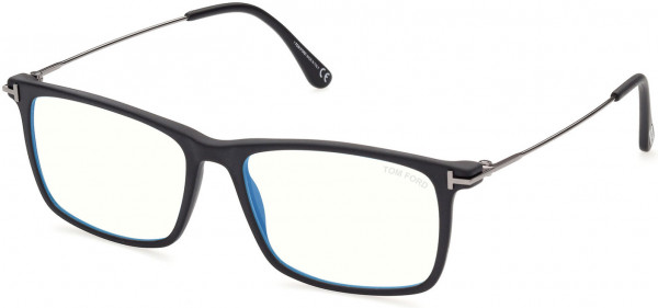 Tom Ford FT5758-F-B Eyeglasses, 002 - Matte Black, Shiny Dark Ruthenium, 