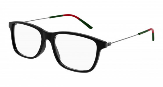 Gucci GG1050O Eyeglasses, 004 - BLACK with GUNMETAL temples and TRANSPARENT lenses