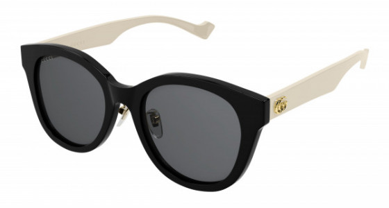 Gucci GG1002SK Sunglasses, 004 - BLACK with WHITE temples and GREY lenses
