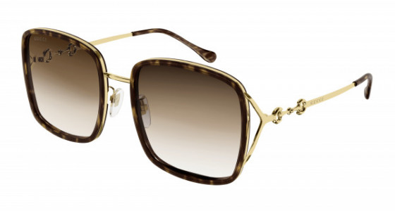 Gucci GG1016SK Sunglasses, 003 - HAVANA with GOLD temples and BROWN lenses