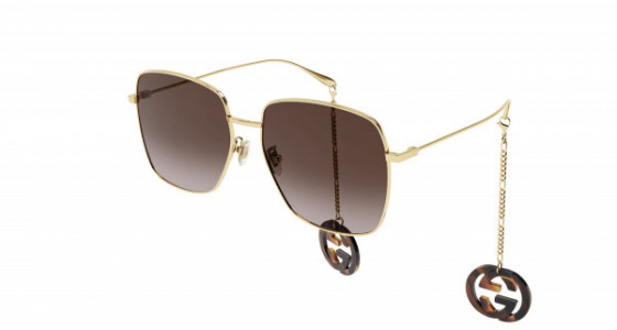 Gucci GG1031S Sunglasses, 003 - GOLD with BROWN lenses