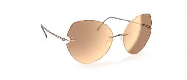 Silhouette Rimless Shades 8182 Sunglasses, 3530 Glossy Caramel Mirror