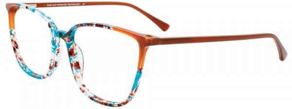 EasyClip EC598 Eyeglasses, 010 - Turquoise Multicolor & Brown/Brown