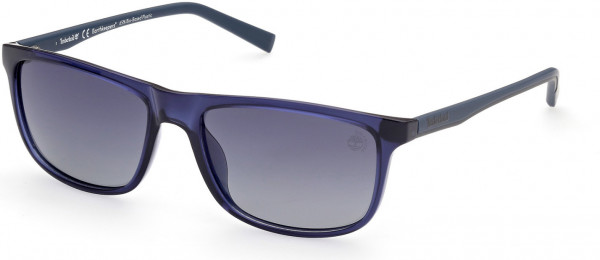 Timberland TB9266 Sunglasses, 90D - Shiny Blue Front/ Temples W/ Grey Color Pop/ Smoke/ Blue Gradient Lens