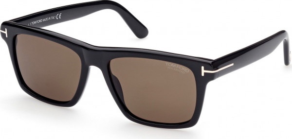 Tom Ford FT0906 BUCKLEY-02 Sunglasses, 01H - Shiny Black / Shiny Black